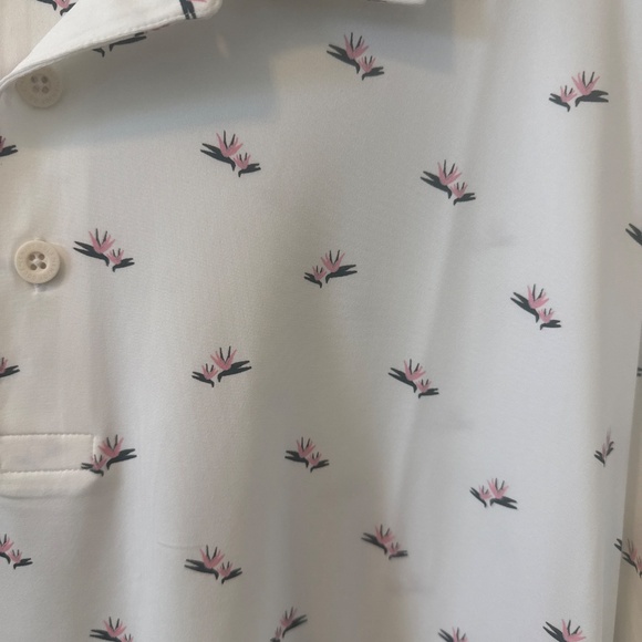 Puma men’s extra large white polo with small pink flowers - Picture 2 of 3